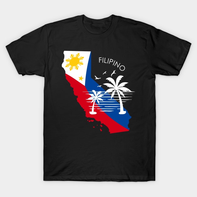 California Philippine Filipino Flag T-Shirt by Filipino